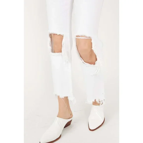 NWOT Free People Maggie Mid-Rise Straight-Leg Jeans / Optic White - Picture 10 of 12